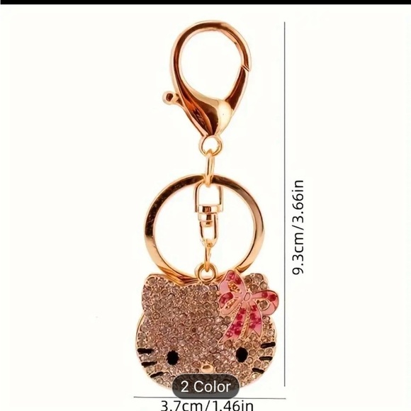 NWOT Hello Kitty Rhinestone Keychain with Mirror Red Bow Keychain - Picture 10 of 11